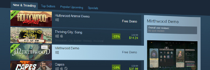 Steam改进免费试玩Demo体验：独立页面与用户评测功能上线
