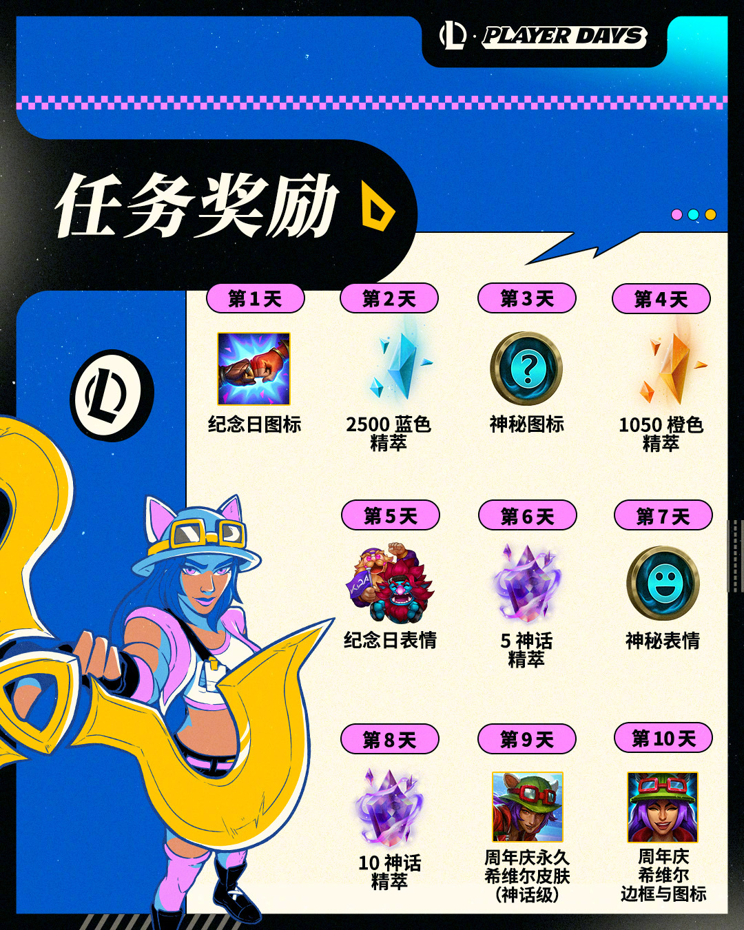 庆祝英雄联盟15周年庆典，登录游戏免费领取希维尔神话皮肤！