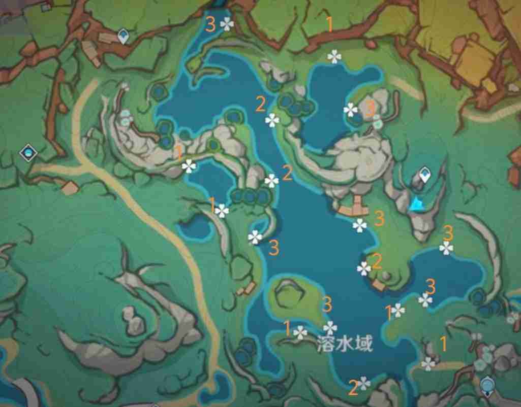 《原神》浪沫羽鳃采集路线图