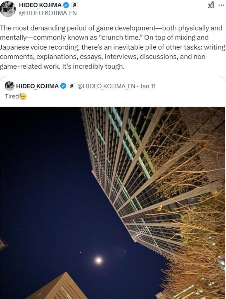 《死亡搁浅2》开发进入最后冲刺阶段，小岛秀夫感慨“冲刺时间”的艰辛