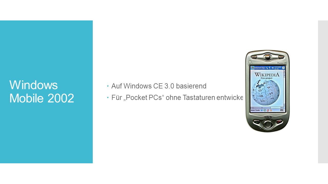 1999年，Microsoft发布Windows CE 3.0
